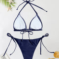 Swimwear Thong Bikini Set Sexy New Navy Blue Swimsuits | SAMAG