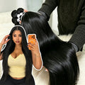 Straight Human Hair Bundles 38 40 Inch Unprocessed Brazilian Virgin Hair 1/3/4 Bundles Extensions for Black Women Natural Color