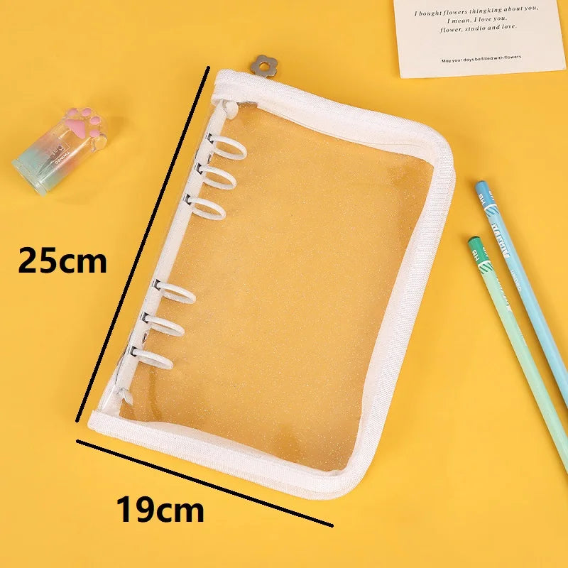 A5 Binder Cute Transparent Binder Notebook Filing Cabinet A5 Ring Pockets Leaf Filing Cabinet A5 Macaron Binder HYJ02