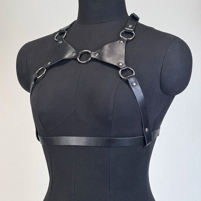Women Fashion PU Leather Harness Waist Belt Punk Studded Decorative Harness Straps Suspenders Gothic Clothing Accessorie