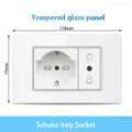 White Tempered Glass Italy USB Type C Smart Fast Charging Wall Socket Plugs Schuko Light Switch Panel Chile TV Sat Computer CAT6