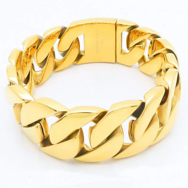 KALEN 43MM Wide 316L Stainless Steel Larger Bracelet for Women Men Punk Shiny Choker Necklace Personalized Party Jewelry