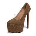 High Heels Women's Glitter Fashion Round Head Waterproof Platform Ultra High Heels 2026 Spring New Thin Heels Women's Shoes