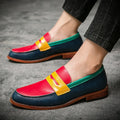 Italian Luxury Brand Patchwork  Loafers Men's Multicolor Leather Shoes Slip-on Fashion Soft-soled Casual Shoes Wedding Moccasin