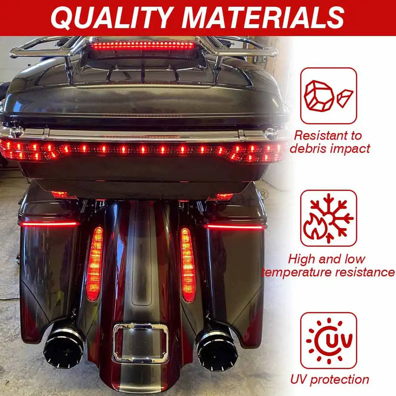 Motorcycle Extended Rear Fender Mudguard with LED Light For Harley Touring Electra Street Glide Road King FLHR FLHTC 1993-2008