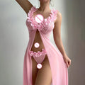 Sexy Women Nightgowns Floral Sleepwear Slip Night Dress Deep-V Lace Mesh See-through Lingerie