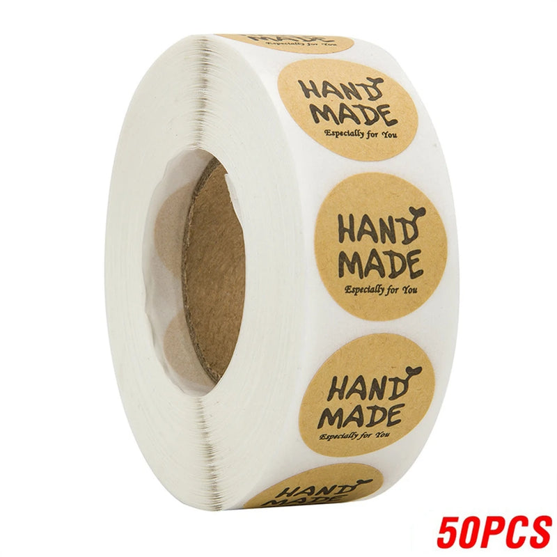 50-500pcs Kraft Paper Homemade With Love Stickers Scrapbooking For Envelope And Package Seal Labels Sticker Stationery Handmade
