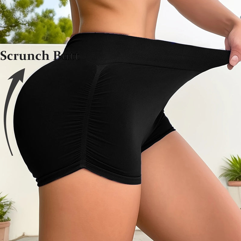 Women High Waist Seamless Yoga Shorts Scrunch Butt Lift Elastic Workout Biker Shorts Stretchy Tummy Control Gym Fitness Running