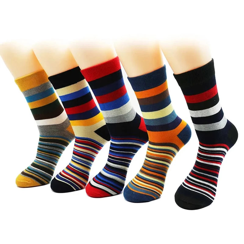 5 Pair Men's Striped Combed Cotton Socks Original Design | SAMAG