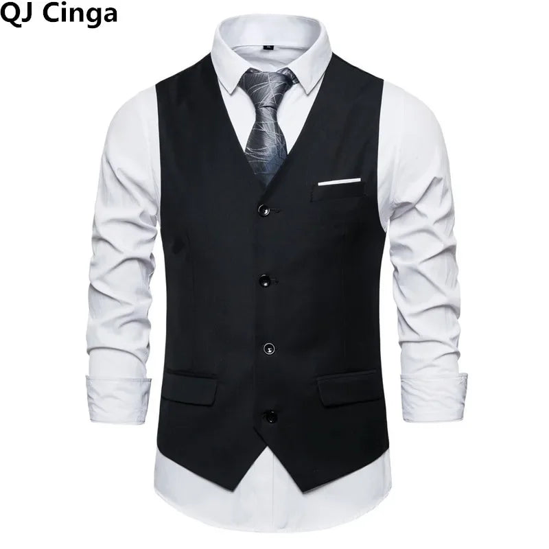 Blue Suit Vest, Men's Business Sleeveless Vests Jacket, Asian size S-6XL, Wedding Party Waistcoat, Red Purple Black Gray