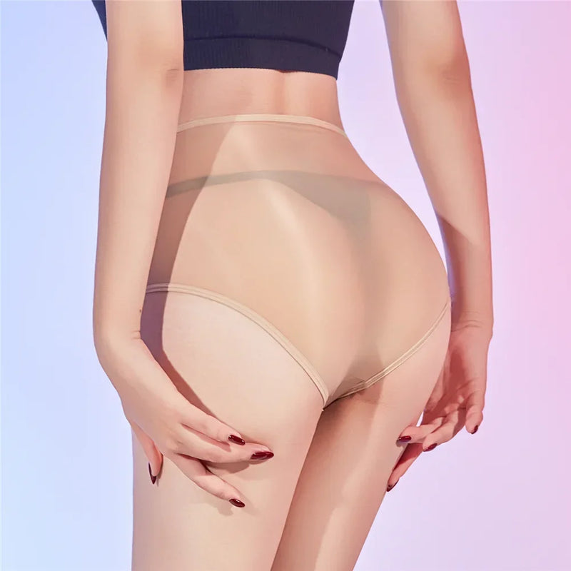 Sexy Unisex Oil Shiny Sheer See Through Boxer High Elastic Safety Short Smooth Bottom Wear Glossy Ultrathin Underwear Slim  Body