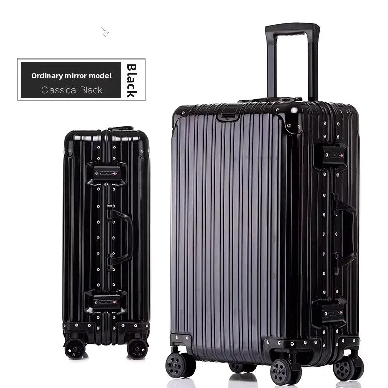 KLQDZMS German All Aluminum Magnesium Alloy Luggage 20 Inch Boarding Suitcase 28 Large Capacity Travel Business Leather Suitcase