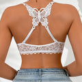 Women Lace Beauty Back Bra Front Closure Push Up Brassiere Breathable Mesh Back Wing Underwear Top