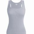 Hot Sale Summer Women's Basic Elastic Tank Top Sleeveless Square Collar Vest T-shirt Fashion Fitness Yoga Women's Casual Top