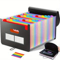 25/13 Pockets Plastic Three Sided Sealed Hanging Rope Flip Organ Bag A4 Multi-layer Folder Office File Storage Bag