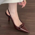 Pure Color Pointy High Heels Women's Summer New Retro Bow Thin Heels Back Empty Sandals Fashion Sexy Party Women's Shoes
