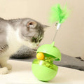 Frog Wobbler Cat Toy with Feather Teaser Spin Tipping Motion Treat Dispenser Self Feeder for Indoor Solo Play