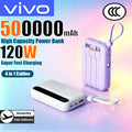 VIVO 500000mAh Power Bank 120W Super Fast Charging Powerbank 4 In1 Cables Portable Powerbank For Iphone Huawei Samsung 2026New
