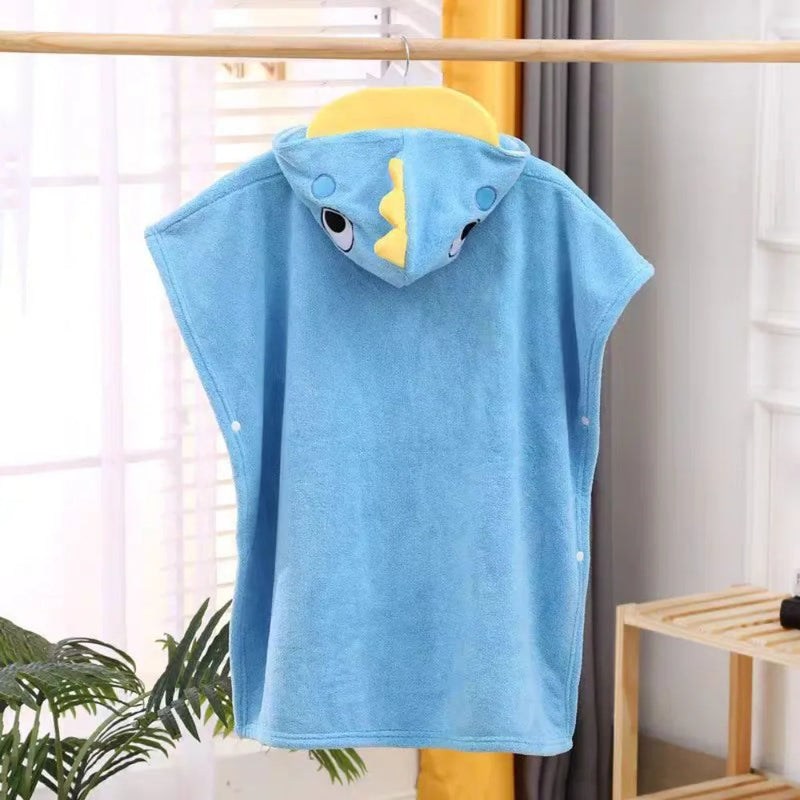 Comfortable Cartoon Baby Bath Towel Quick-Drying with Hat Cartoon Cloak Towel Absorbent Coral Velvet Hooded Bathrobe Children