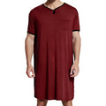 Men's Short Sleeve Thin Lengthened Leisure Pajamas Loose Skin Friendly Stretchy Robes Homewear Bathrobes Vintage Nightgown M-3XL