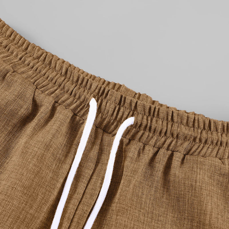 Summer Men's Cotton Linen Texture Stand Collar Short | SAMAG