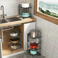 Kitchen Shelf Space - saving Kitchenware Storage Rack Adjustable Pot 3 - 4 Tiers Under Sink/Corner - View 4 | SAMAG