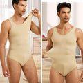 Mens Sleeveless Shapewear  Compression Bodysuit Tummy Control Waist Trainer Slimming Undershirts Open Crotch Corset