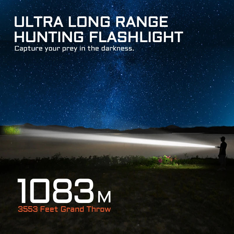 ACEBEAM L19 2.0 Hunting Flashlight Max 2200 Lumens 1520 Meters Long-Rang Rechargeable Flashlight for Hunting Powerful LED Torch