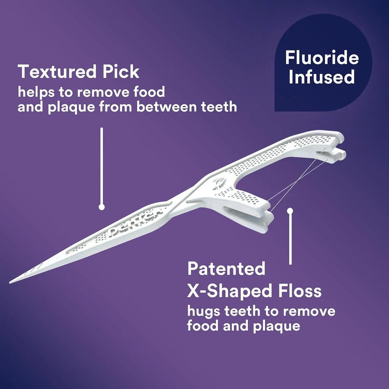 DenTek Plaque Control Floss Picks, X-Shaped Cross Flosser Dental Flossers, Easy Reach Teeth Cleaning, Plaque Removal, Oral Care, 75 Count (Pack of 1)