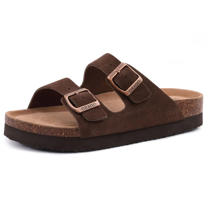 Bebealy Women's Cork Footbed Slide Sandal Summer Men Mules Fashion Women Clogs Slippers Outdoor Beach Sandals Adjustable Buckle