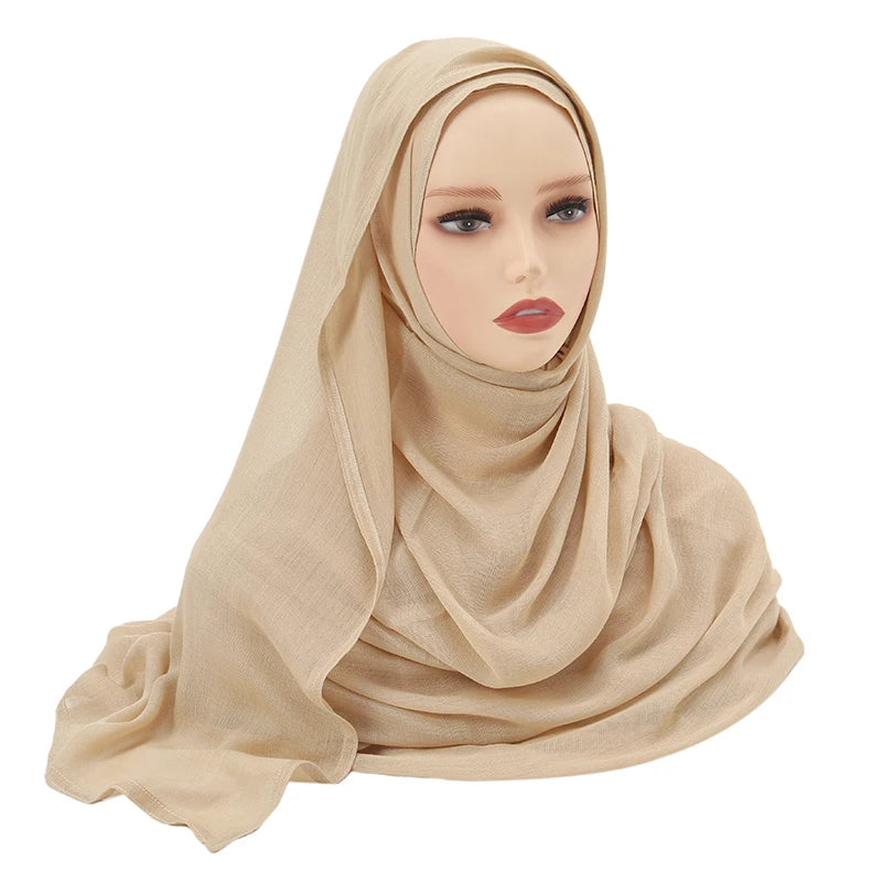 2024 Muslim Modal Rayon Cotton Hijab Shawls For Women Plain Scarf Big Size Headscarf Islamic Turban Headband 190*85cm