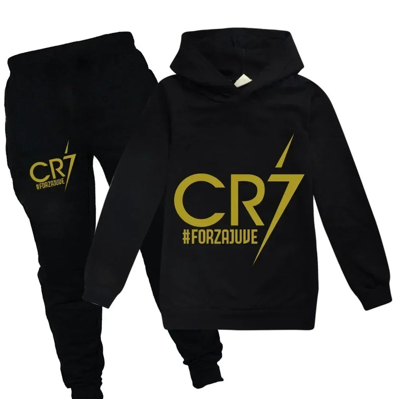 3-12 Years Spring Autumn Football CR7 Print Hoodie+Pants | SAMAG