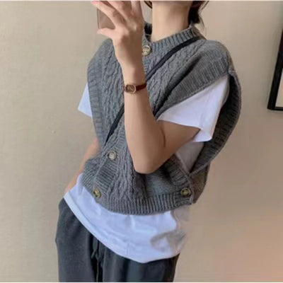 Fashion Korean Knitted Cardigan Sweater Vest Women Retro | SAMAG
