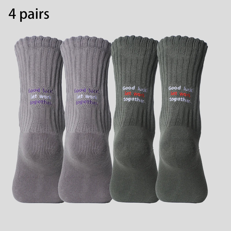 4 Pairs Men's Cotton Work Socks Cushioned Long Running | SAMAG