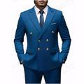 Fashion New Men's Leisure Boutique Business Banquet Solid Color Wedding Double Breasted Slim Fit Suit Blazers Jacket Pants