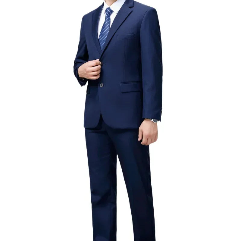 Suit S-8XL (Blazer+ Trousers) Men's Fashion Business Plus Size Gentleman's Casual Shirt for Work Slim-fit Wedding Formal Suit