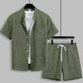 Summer Men's Cotton Linen Texture Stand Collar Short | SAMAG