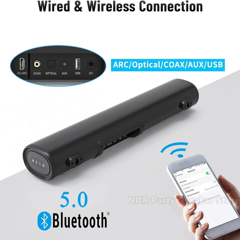 50W SoundBar for TV Deep Bass Small Soundbar TV Speaker Home Theater Surround Sound System HDMI/Bluetooth/Optical/Aux Connection