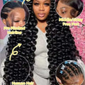 40 42 Inch HD Loose Deep Wave 13x6 Lace Front Human Hair Wigs Brazilian Curly Water Wavy 13x4 Lace Frontal Wigs For Women 250%