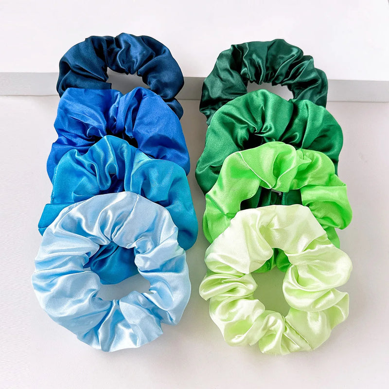 8Pcs/set Bright Color Silk Hair Scrunchies Women Y2K Solid Color Elastic Hair Bands Ponytail Holders Hair Rope Hair Accessories