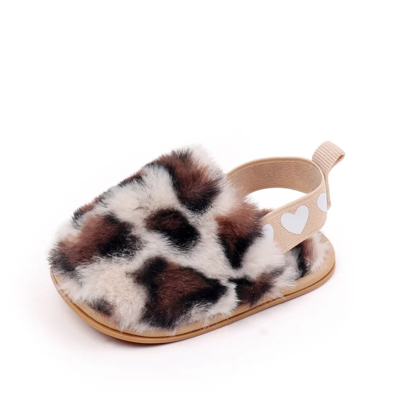 Winter Baby Plush Toe Soft Slippers Spring and Autumn Girls Boys Indoor Walking Shoes Fashion Leopard Point Toddler Infant Shoes