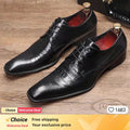 2024 italian Men's Genuine Leather Shoes Fashion Leather Formal Oxford Shoes Office Black Red Pointed Men Dress Wedding Party