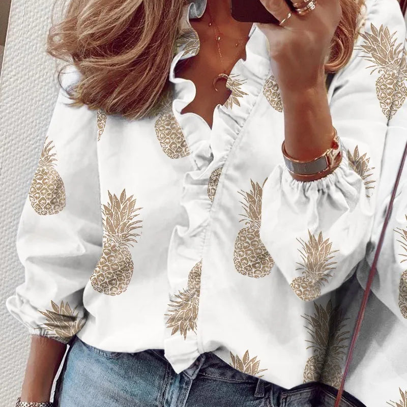 New European and American Long Sleeved Ruffled Shirt - View 4 | SAMAG