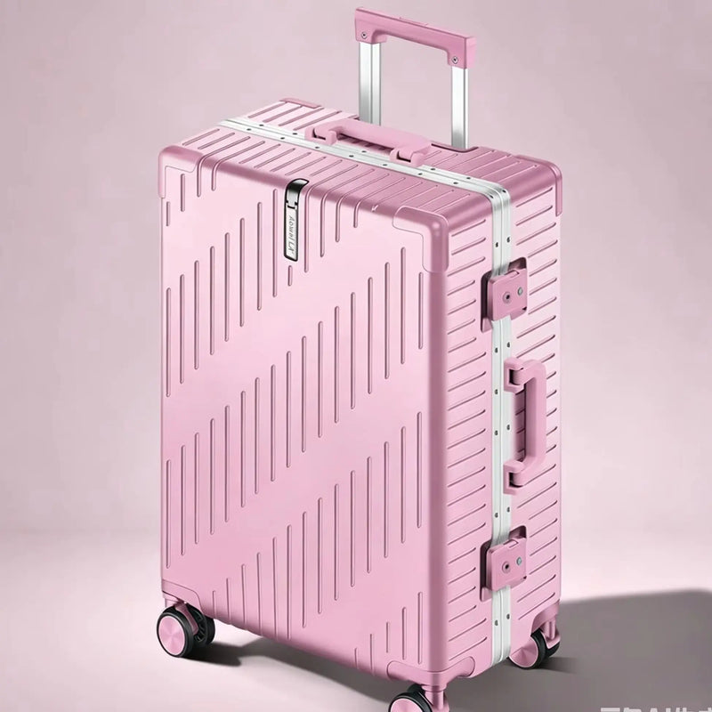 Large Capacity Aluminum Frame Luggage, 20/24 Inch Spinner Wheels Travel Suitcase, Sturdy & Durable for Men & Women