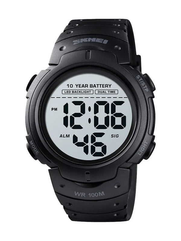 Outdoor Digital Sport Watches Mens Sport Watch 100M Waterproof Led Light Display 10 Year Battery Life Alarm Date Clock