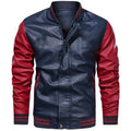 Men's Autumn Casual Baseball Collar PU Leather Jacket Contrasting Large Size Washed Leather Jacket Men's