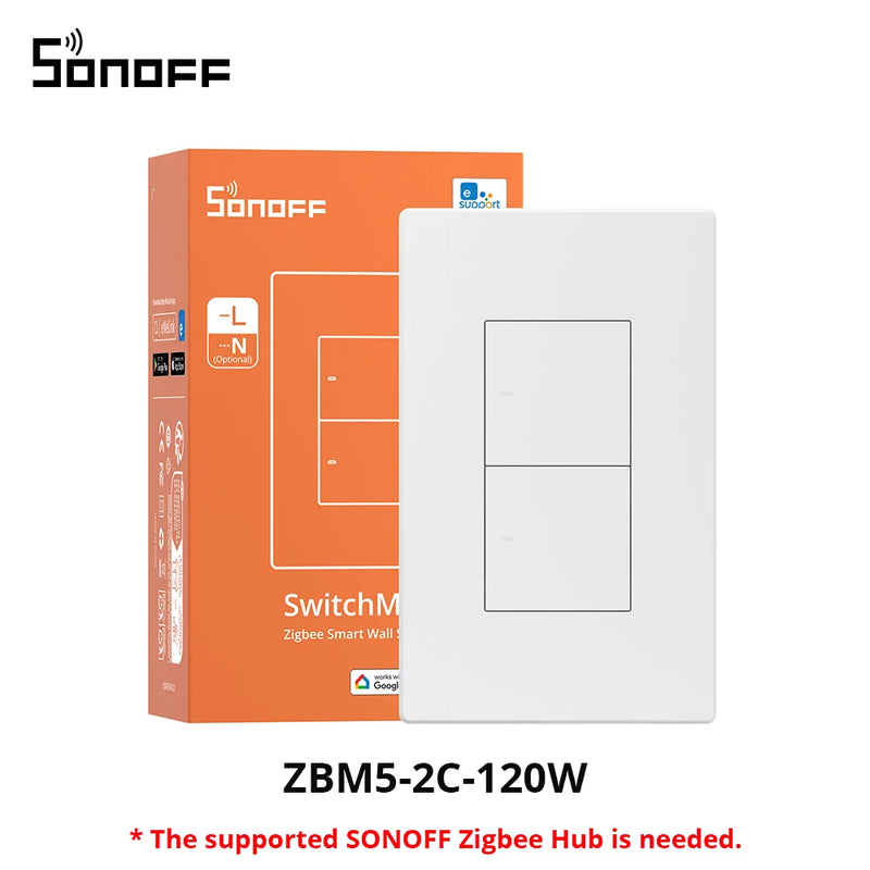SONOFF ZBM5 SwitchMan Zigbee Smart Wall Switch Supports No Neutral and Neutral Wire Detach Relay Mode Works with Home Assistant