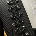 Gorgeous Sparkly Beaded Men's Suit Set 3 Pieces Banquet Party Wear,Black Jacquard Slim Fit Suits For Men Wedding Groom Sets