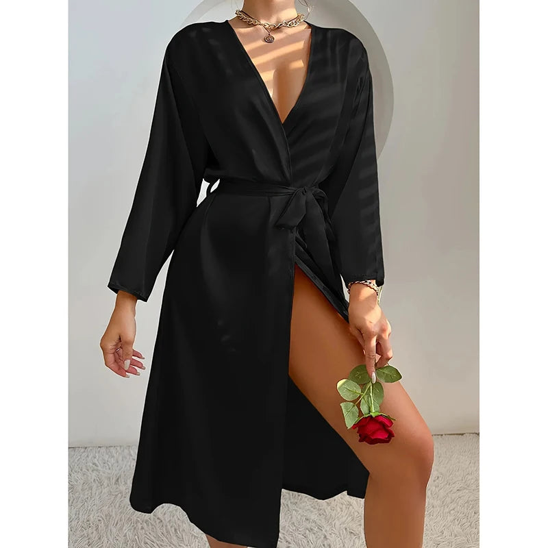 V Neck Simple Women's Nightgown Comfortable Solid Color | SAMAG