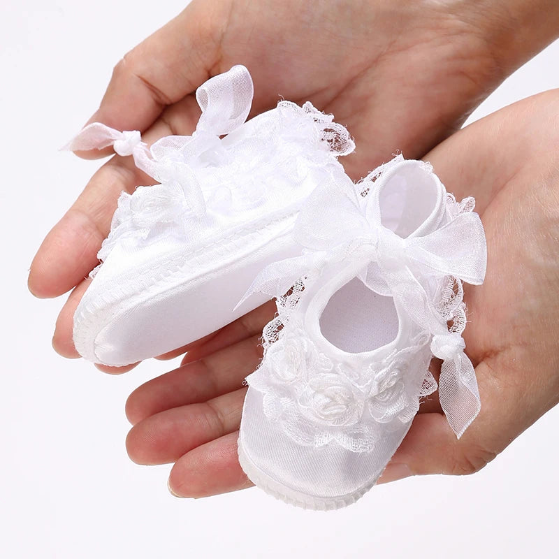 Newborn Baby's First Baptist Shoe: Newborn Boys and Girls' White Baptist Shoes Soft Sole Walking Shoes Multiple Styles-9CM/10CM
